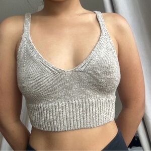 Aritzia Wilfred Heathered Knit Tank Top - Gray
